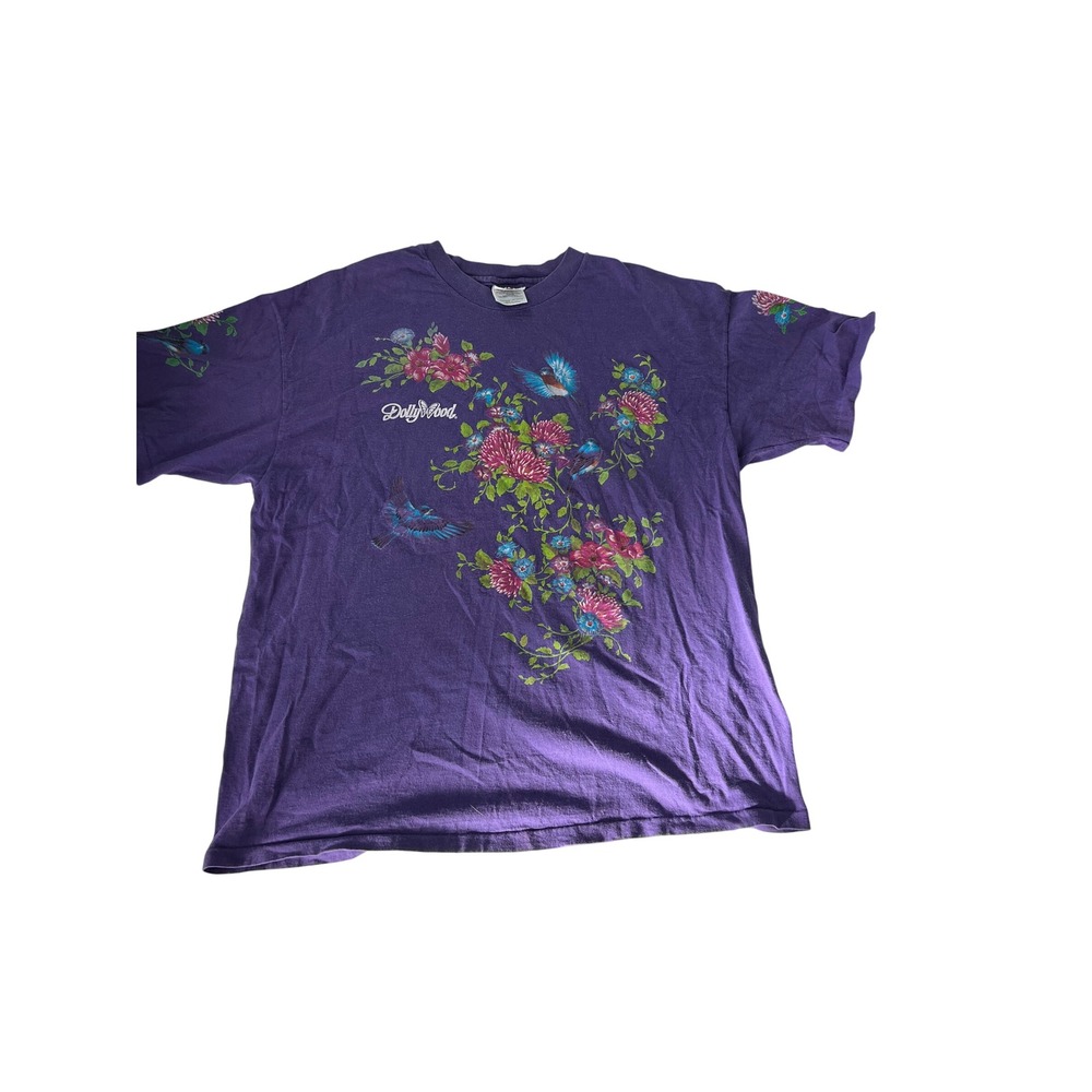 Vintage Dollywood Graphic T Shirt Purple Hanes‎ Heavyweight Adult XL Flowers